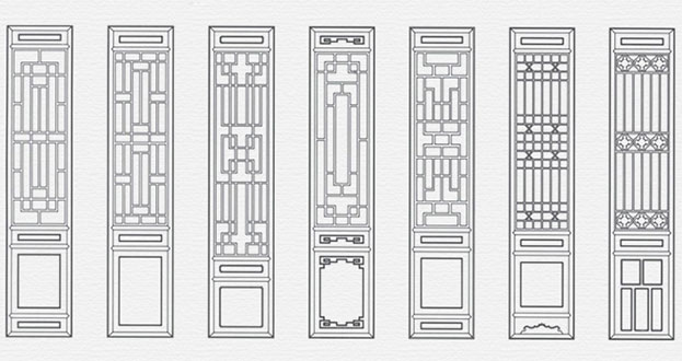 陇川常用中式仿古花窗图案隔断设计图